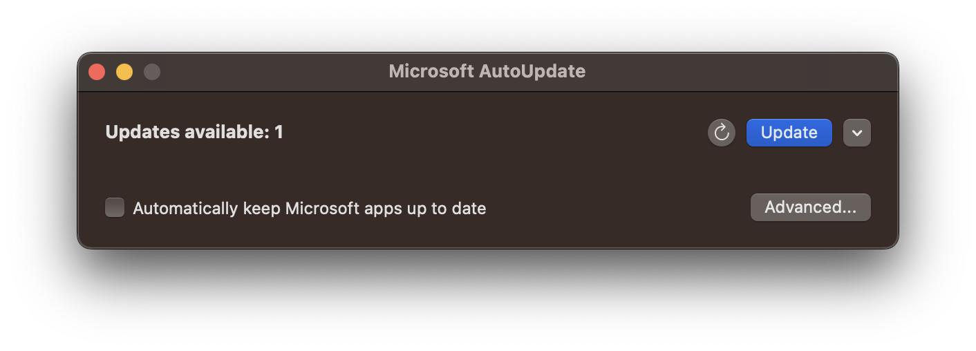 Microsoft Checking for Updates on Mac
